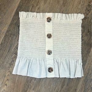 Blue Blush Smocked Button-Front Tube Top